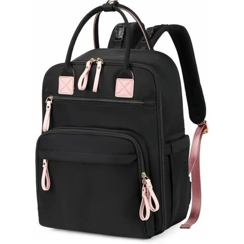 Large Diaper Bag Backpack Tote 18 Pockets Waterproof Baby Travel Bag Black